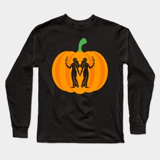 Halloween Jack O Lantern Gemini Zodiac Sign Long Sleeve T-Shirt